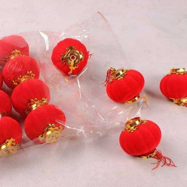GROSIR Bola Lampion Bludru Isi Banyak Dekorasi Lampion Imlek Merah Dekor Hiasan Parcel Imlek Lampion Beludru Murah