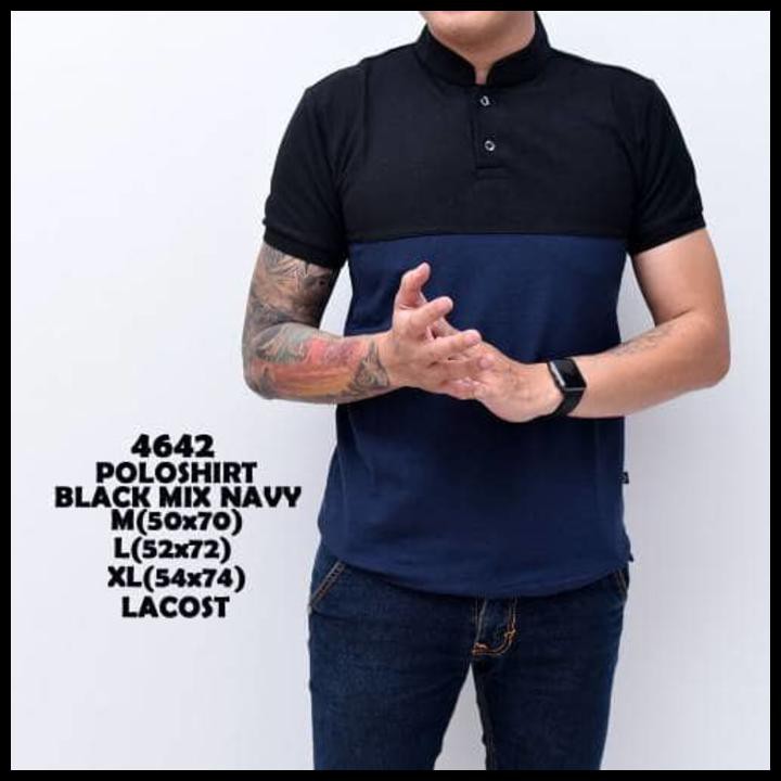 DISKON KAOS SIX POLO SHIRT PRIA BLACK NAVY | BAJU POLO KERAH SHANGHAI