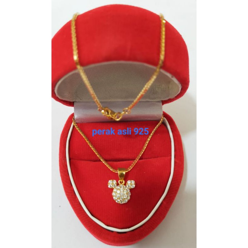 Kalung Koye anak Mickey Mouse, Perak 925, Sepuh emas Rosegold, 165.000/pcs