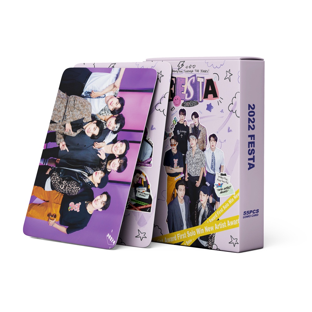 55pcs / set Kartu Foto BTS Album Army Lomo 2022 Festa Untuk Koleksi