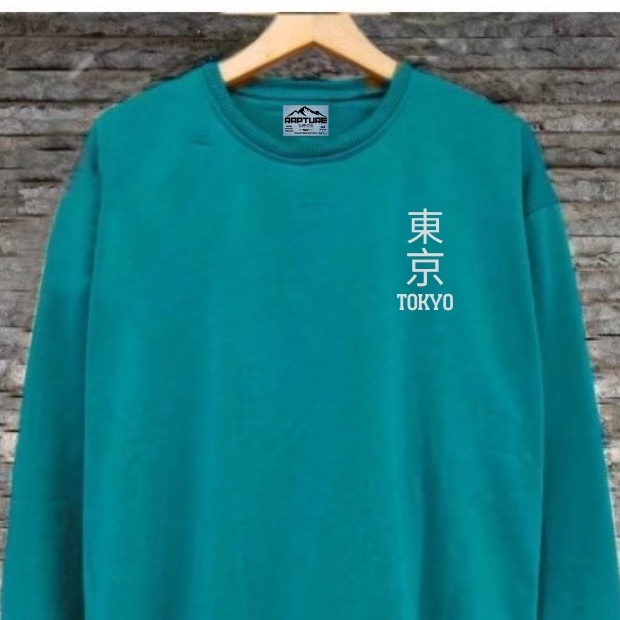 TOKYO Sweater Oversize pria Wanita Warna Hijau Tosca Crewneck Basic Pria Terbaru 2022