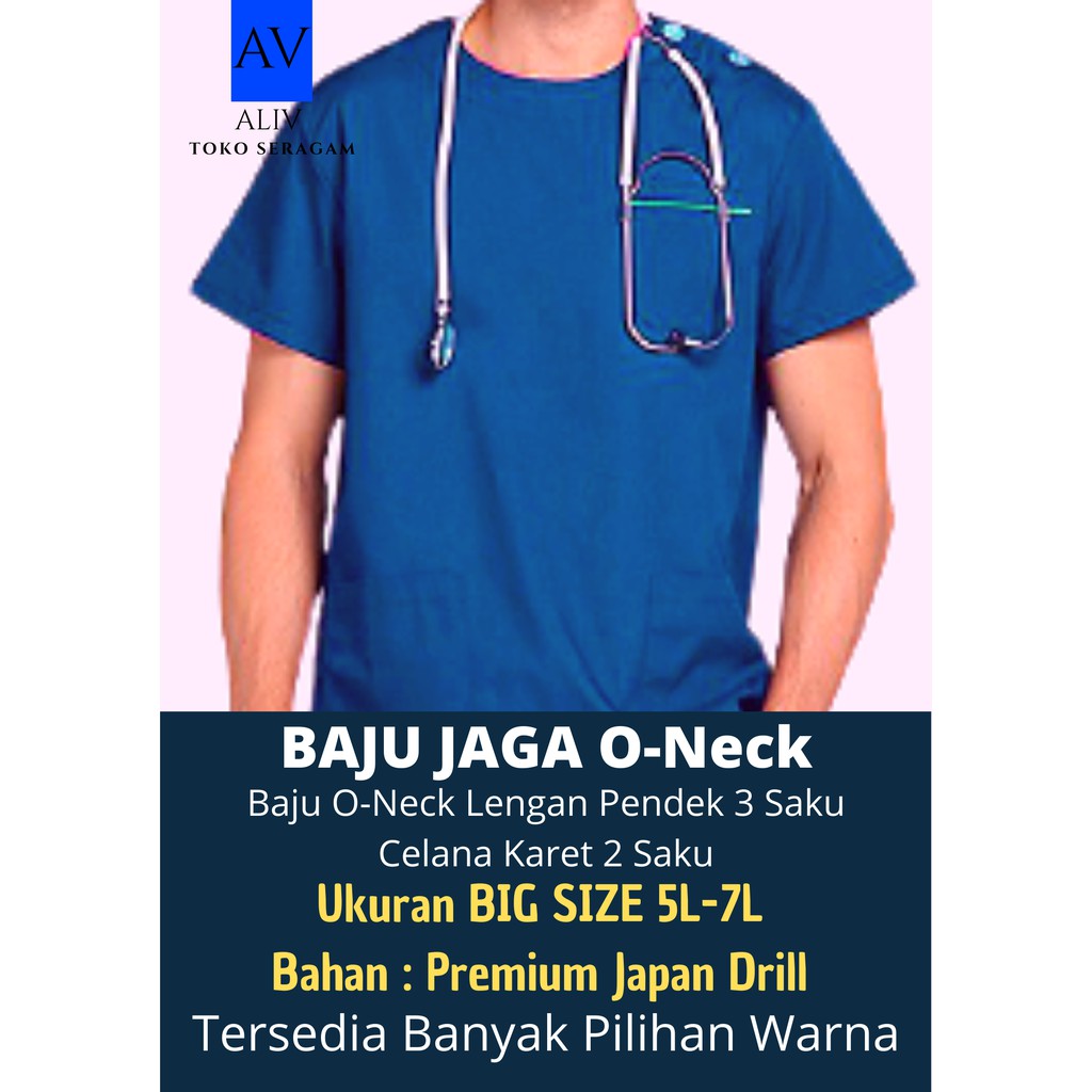 Medical Scrub Baju Medis Dokter APD OKA Japan Drill Lengan Pendek Ukuran Besar 5L-7L