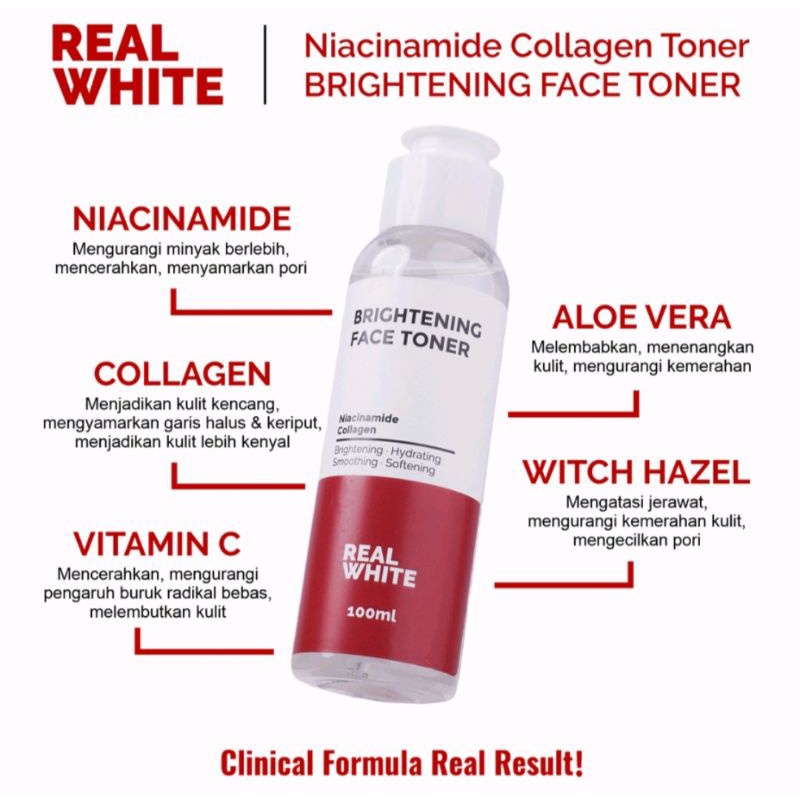 Real white brightening face toner/niacinamide collagen 100ml