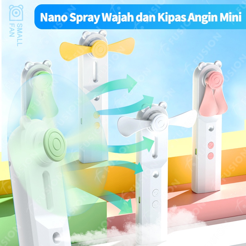 Fusion Nano Spray 2IN1 Kipas Angin USB RECHARGEABLE  Kipas Angin 2 in 1 Humidifier