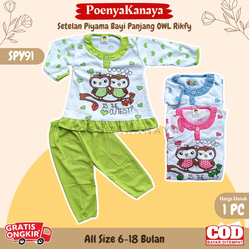 Setelan Baju Bayi Piyama Bayi Panjang Perempuan OWL RIFKY 6-18 bln SPY91