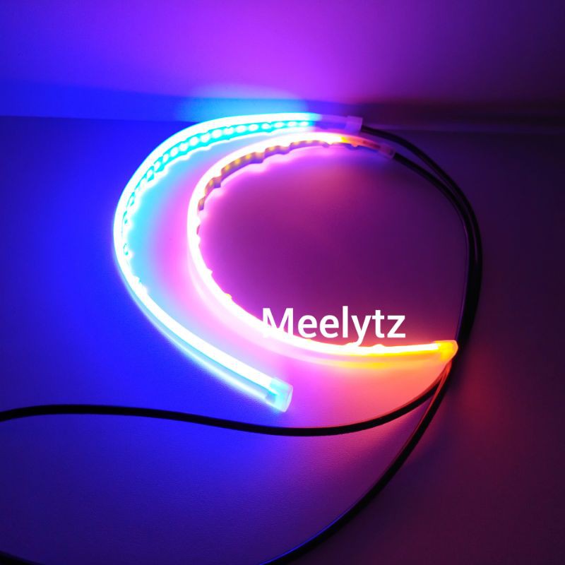 New LED slim alis DRL fleksibel Modul Tanam 30cm 2 mode senja biru sein kuning cr7