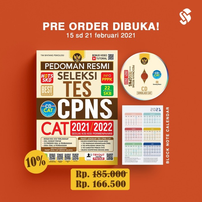 

DISKON Pedoman Resmi Seleksi Tes CPNS CAT 2021/2022 - Tim Bintang Psikologi KPL517