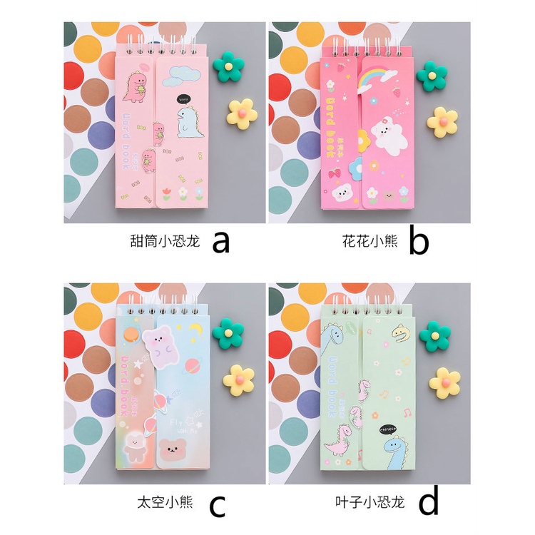 80 Sheet/pack Korean Style Light Color Dinosaur Bear Pattern Portable Miniature English Words Notebook for Student