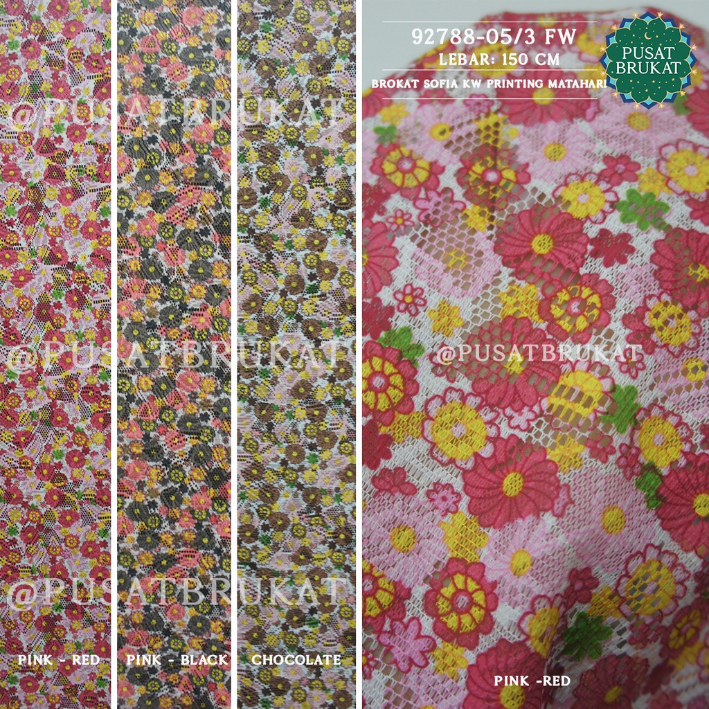 KAIN KEBAYA BRUKAT LACE LEMBUT / BRUKAT MOTIF PRINTING BUNGA MATAHARI - CLARA KW 92788-05 FW - [harpa per 0.5m]