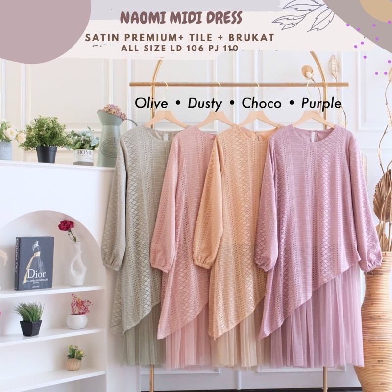 Naomi Midi Dress Ld 106/Midi Dress Tille/Midi Dress Sage/Tunik Tille Brukat/Dress Remaja