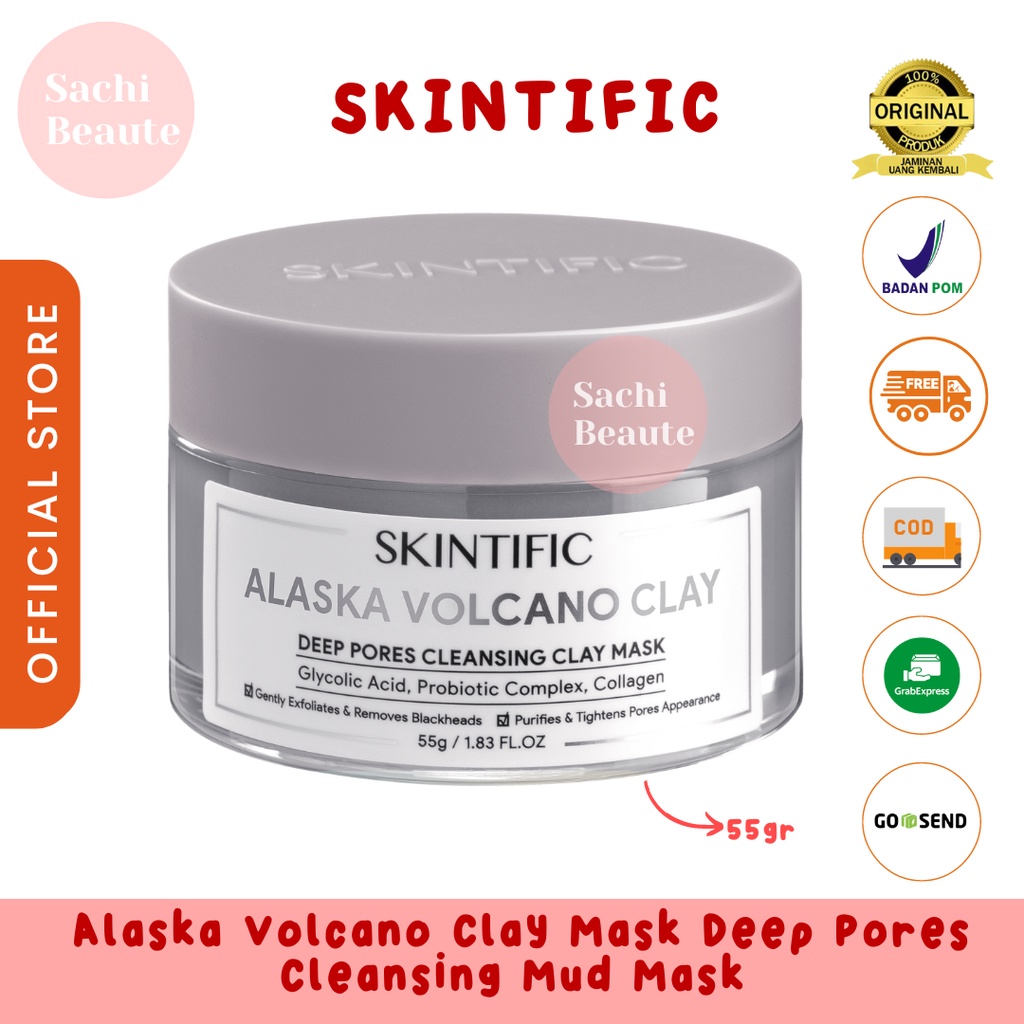 SKINTIFIC Alaska Volcano Clay Mask Deep Pores Cleansing Mud Mask 55g BPOM Masker Moisturizer