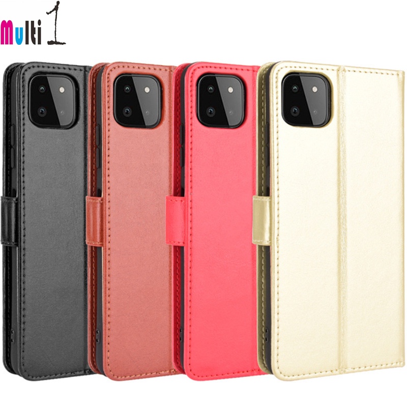 Leather Case Wallet Samsung Galaxy A22 5G - Samsung A22 5G Flip Cover Case Dompet