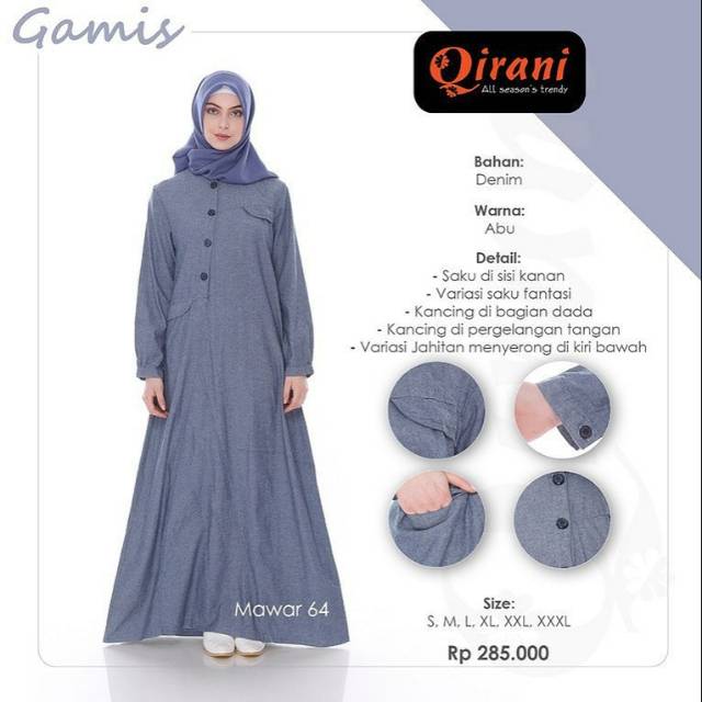 Gamis Denim - Gamis Qirani Denim Original - Long Dress denim