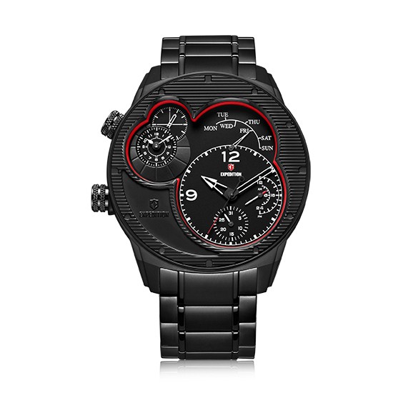 JAM TANGAN EXPEDITION WATCH 6737 PRIA DOUBLE TIME FULL BLACK ORIGINAL