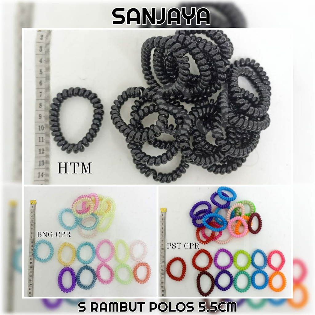 GELANG IKAT RAMBUT / IKAT RAMBUT WANITA LUCU / KUNCIRAN WARNA WARNI / KUNCIR RAMBUT SPIRAL KARET / S RAMBUT POLOS 5.5CM