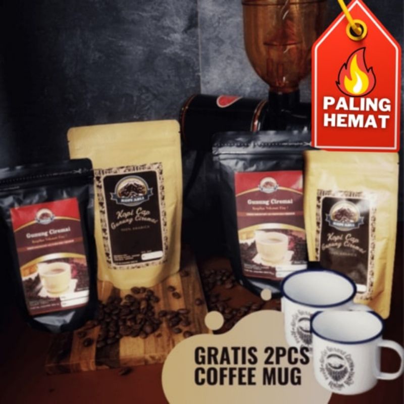 

Paket Kopi Ragam : 2pcs Robusta + 2pcs Arabika BONUS 2 Pcs Mug