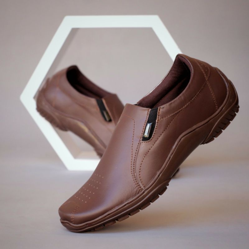 BADIL (KULIT ASLI) - Sepatu Pria Casual Kerja Slip On Santai Kulit Asli Original Handmade Premium