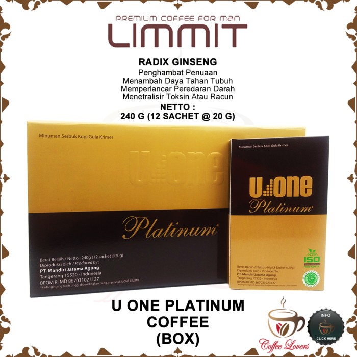 

PLATINUM COFFEE FOR MAN - U ONE SOLUTION 12 SACHET ( BOX GIFT ) HOT SALE