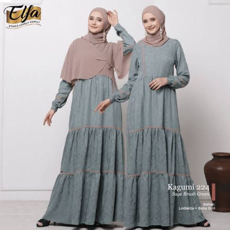 DRESS ONLY ETHICA ORIGINAL KAGUMI 224 SAGE BRUSH GREEN GAMIS DEWASA ETHICA KAGUMI 224 FASHION MUSLIM