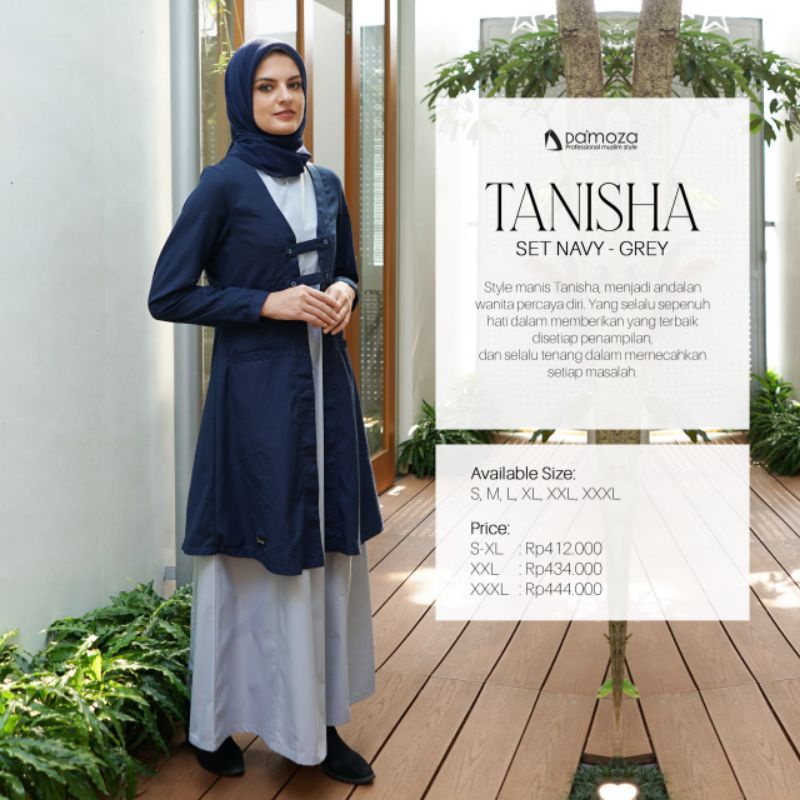 GAMIS DAMOZA TANISHA BIRU NAVY - GREY SET