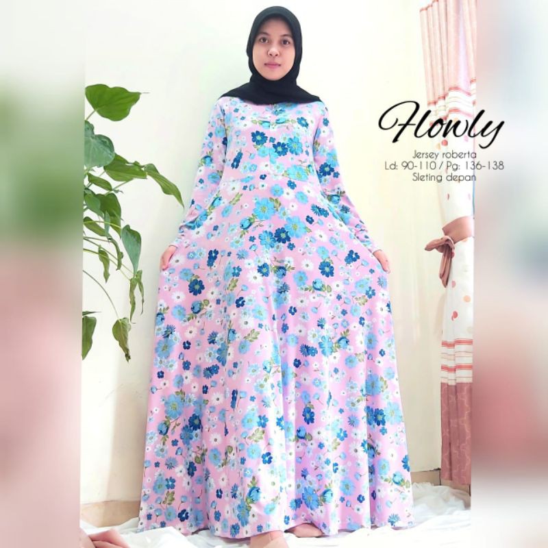 Gamis Jersey motif / gamis tipicos tebal