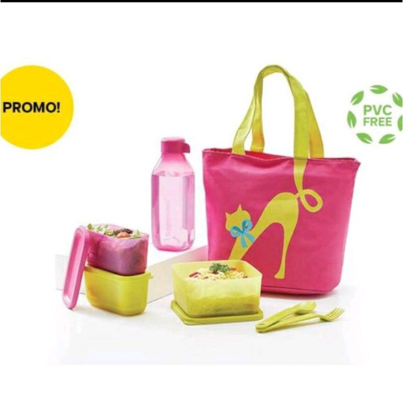 Cosmo Lady Tupperware Ori / Tempat bekal set botol minum dan tas Ori Tupperware