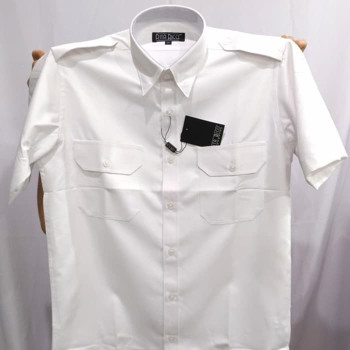 Hem Kemeja Pria Dewasa Lengan Panjang Jean Marcel Size L HF640 Rita Ricci Putih Cerah Pilot Pendek