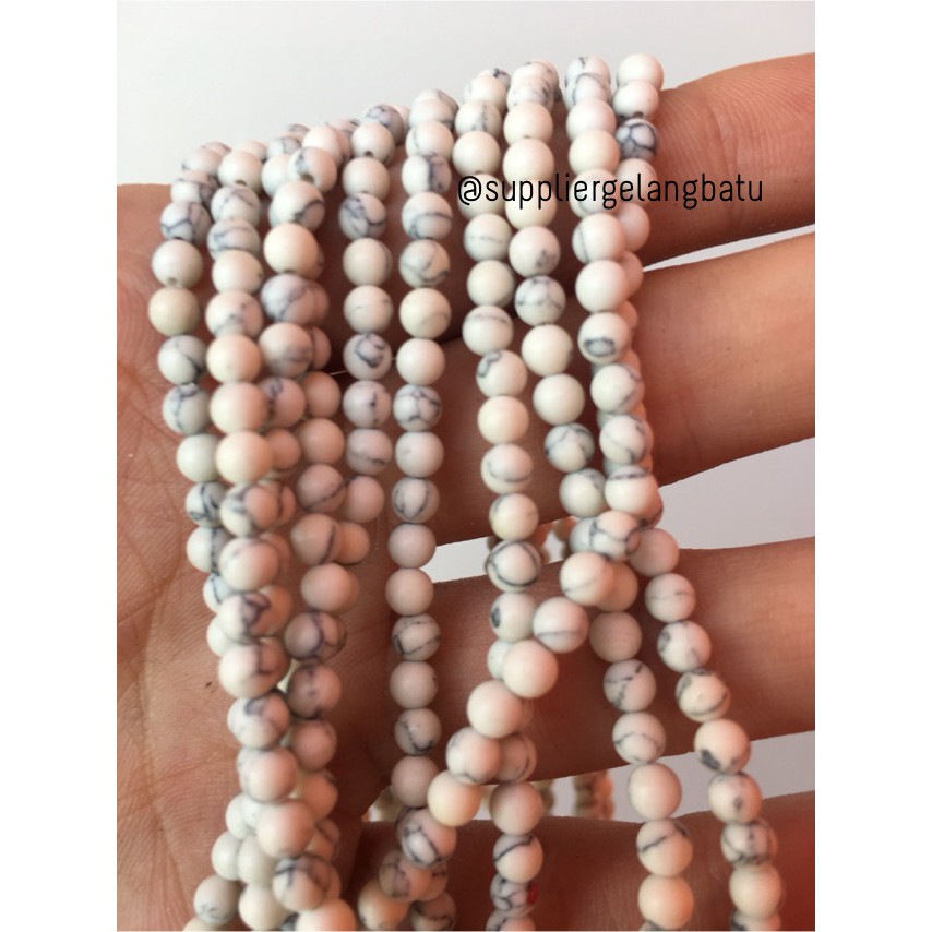 bahan white pirus 4mm natural phyrus aksesoris gelang kalung howlite supplier aksesoris bahan craft