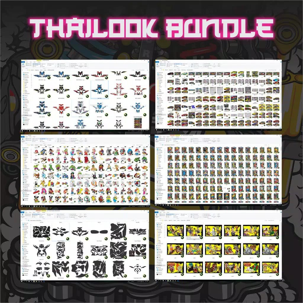 DVD KASET 22GB KUMPULAN FILE THAILOOK DECAL DESAIN STICKER VECTOR KARTUN TEMPLATE COREL GRAFIS