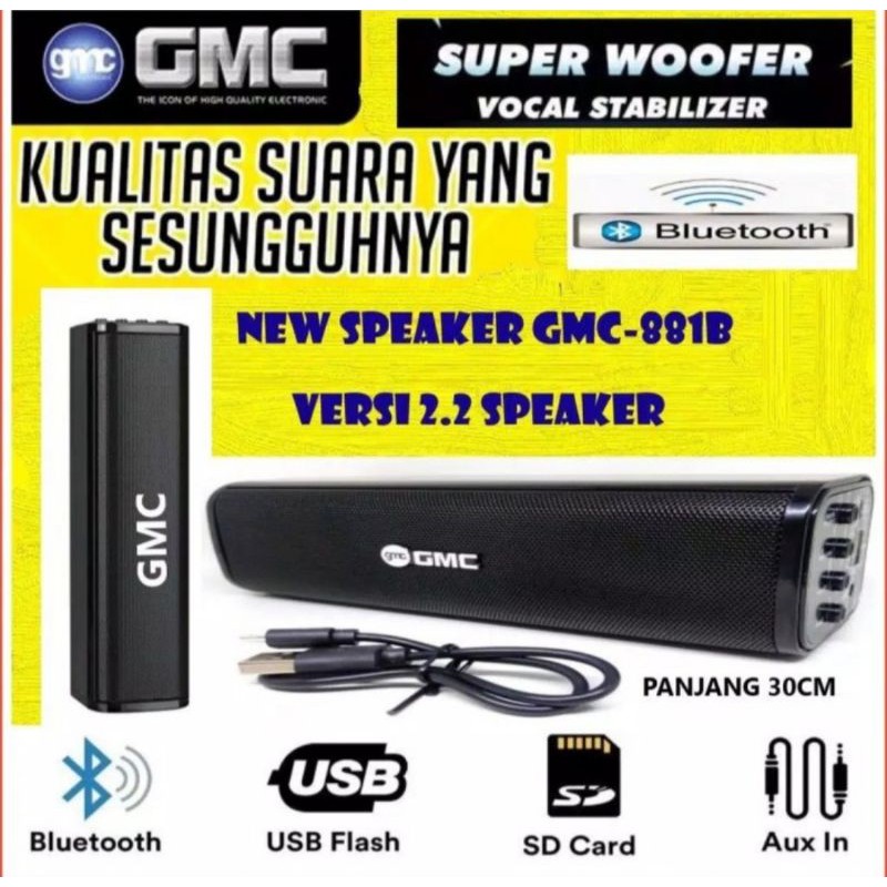 Musik Box Bluetooth GMC 881B Original Bergaransi Super Bass /Speaker Bluetooth Gmc