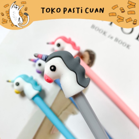 

pulen pena unicorn head tinta hitam 4/8/12 keperluan sekolah anak atk alat tulis kantor bolpen lucu imut pen fancy lucu bisa COD termurah import