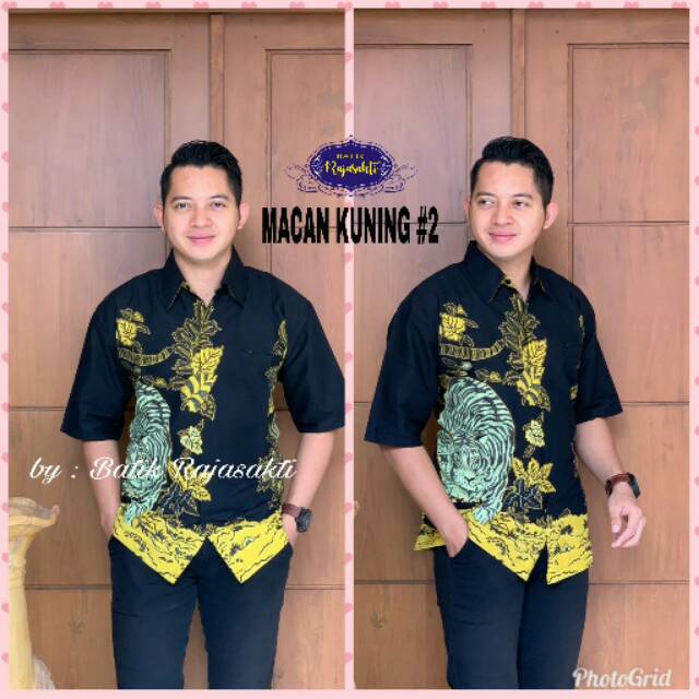 KEMEJA BATIK PRIA LENGAN PENDEK MACAN KUNING BATIK RAJASAKTI