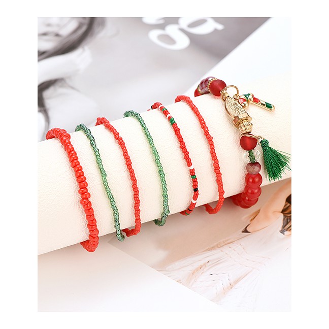 LRC Gelang Tangan Fashion Color Christmas Multi-layer Bracelet D18679