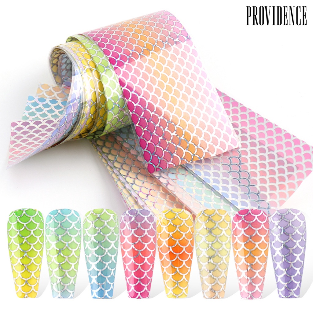 Providence 10Pcs/Set Nail Mermaid Decals Squama Style DIY Colorful Nail Foil Fish Scales Gradient Transfer for Manicure