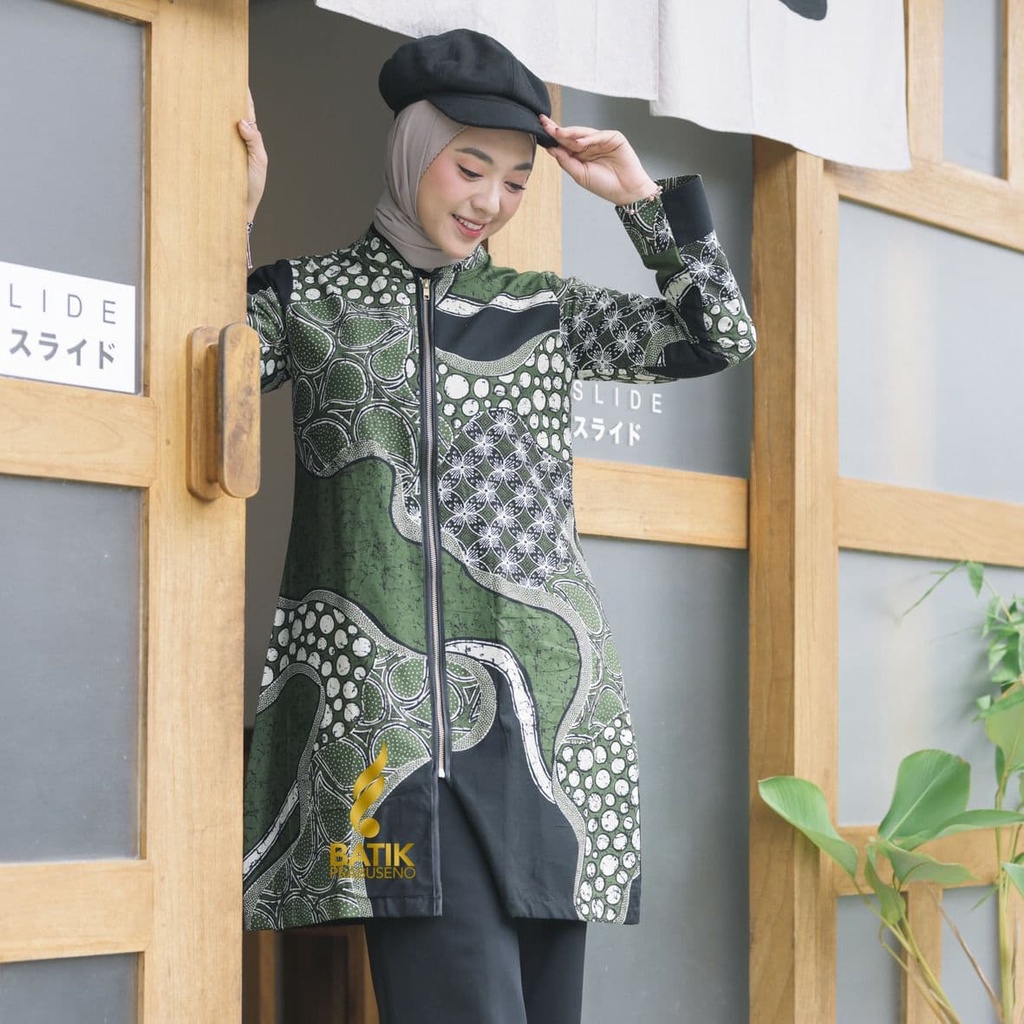 BAJU KEMEJA BATIK WANITA Prabuseno - WIDYA Tunik Batik Wanita Lengan Panjang