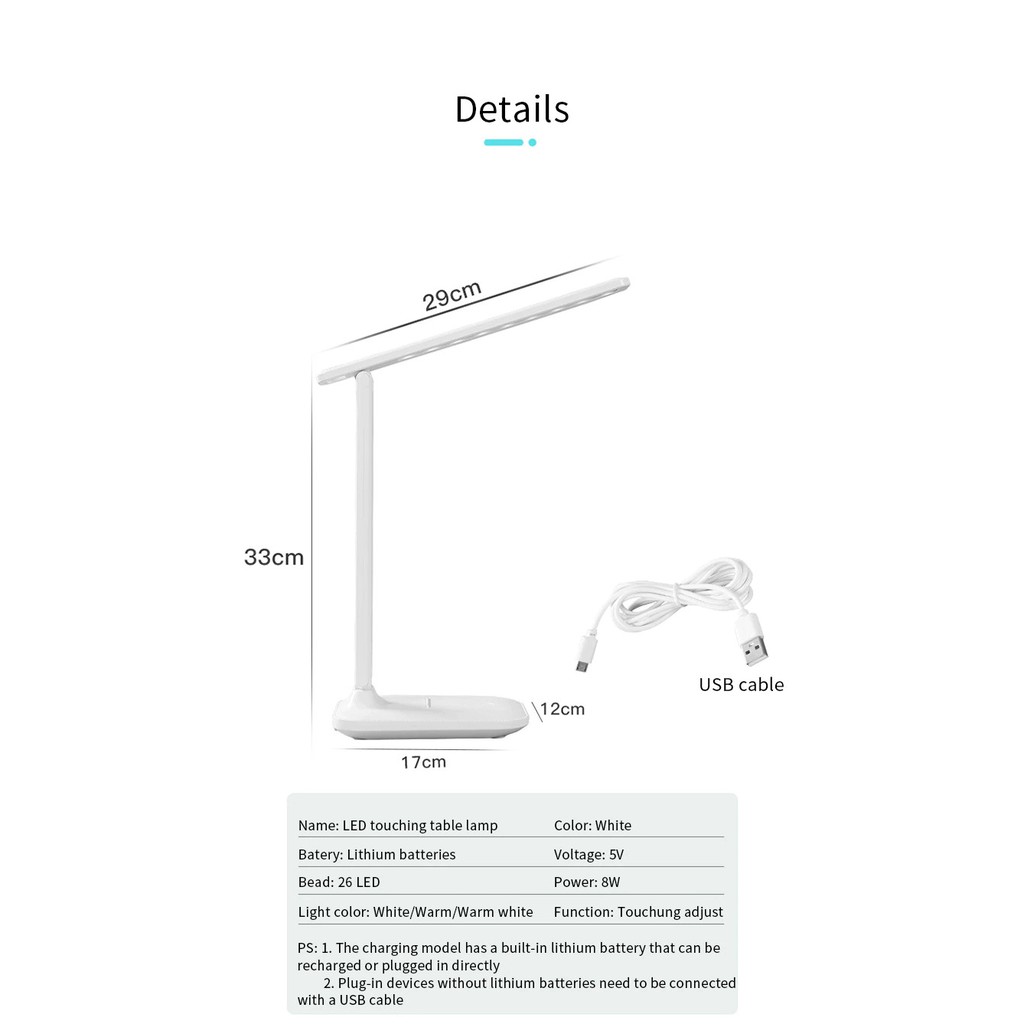 Lampu Meja Led Baca Belajar Kerja Lampu Lipat Praktis Bisa Dicharge