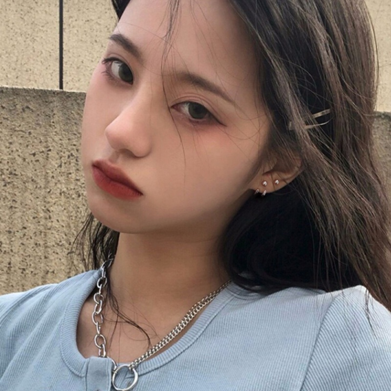 Anting Kait Model double thread Bahan silver needle Dapat Dilepas
