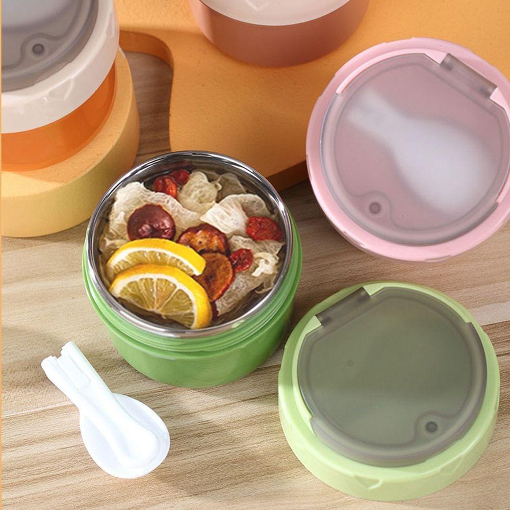 【 ELEGANT 】 Cangkir Sup Portable Anti Bocor Kotak Makan Mini Stainless Steel Inner Dengan Sendok Dapat Dilipat Vacuum Jar