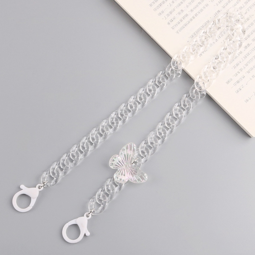 Anti-lost mask hanging chain double buckle hanging neck rope handmade light skin general fresh acrylic mask hanging -OW-