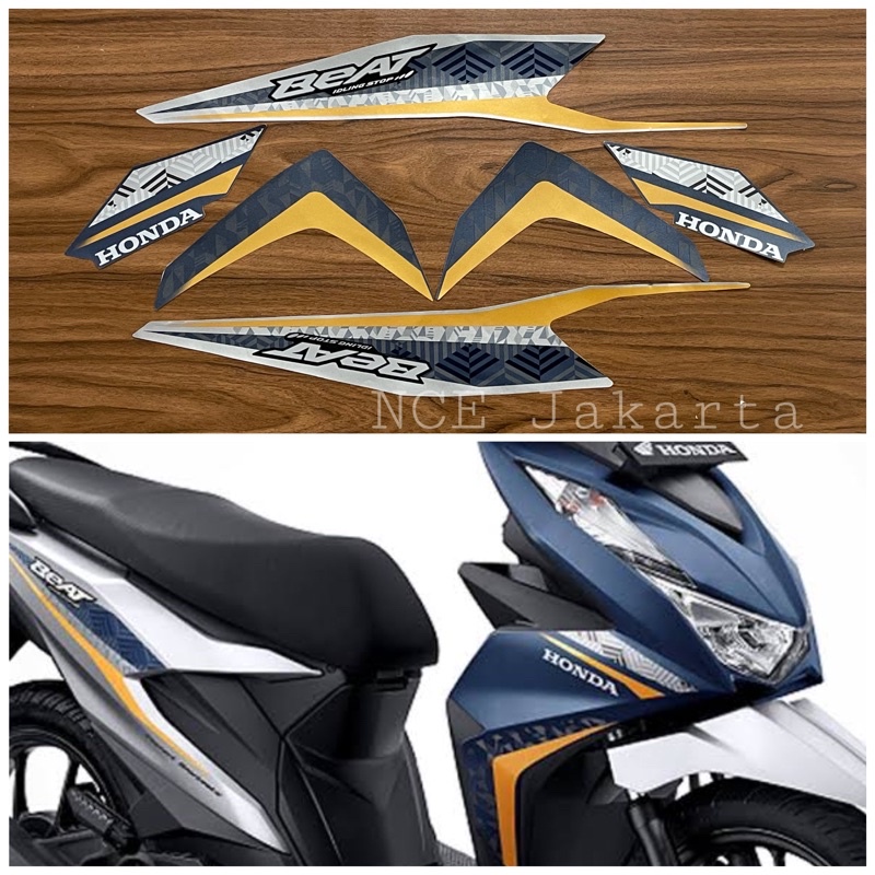 STIKER STRIPING MOTOR BEAT 2022 BIRU SILVER ELECTRO MATE BLUE