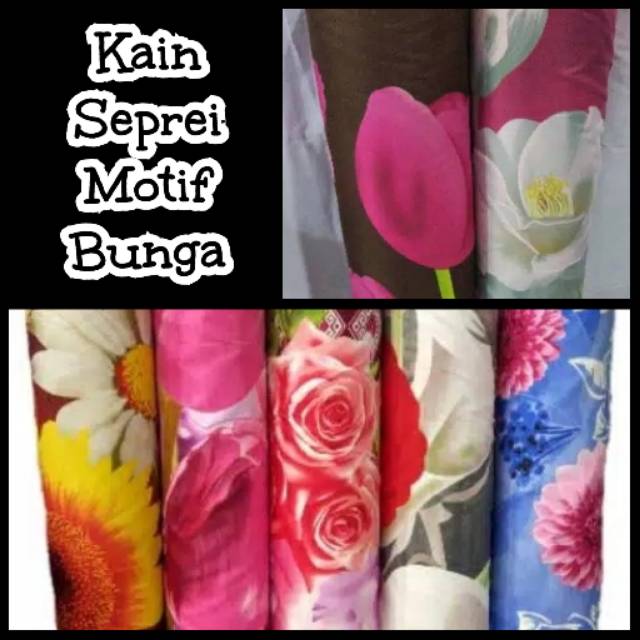 Kain Seprei Sprei/gorden gordyn hordeng katun dispers motif bunga