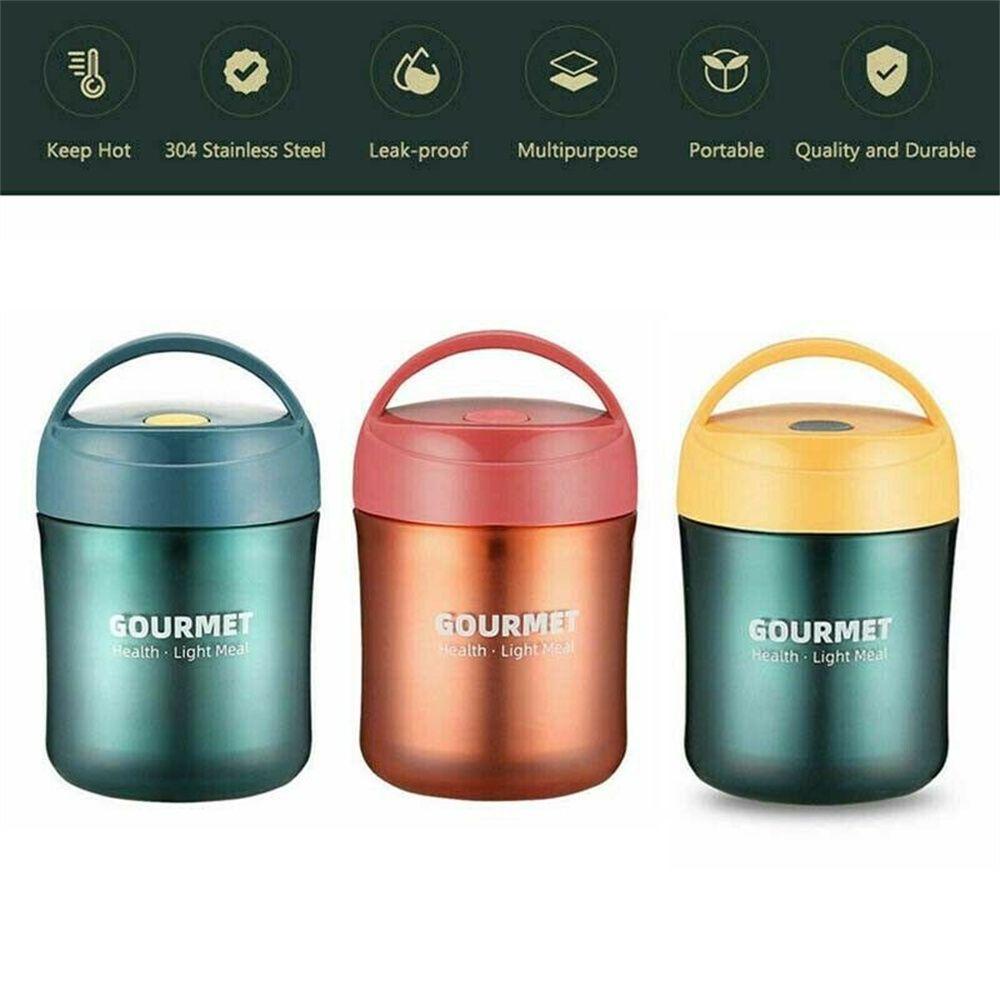 Solighter Vacuum Insulated Soup Jar Work with Handle Soup Alat Panas Sarapan Penyimpanan Cangkir