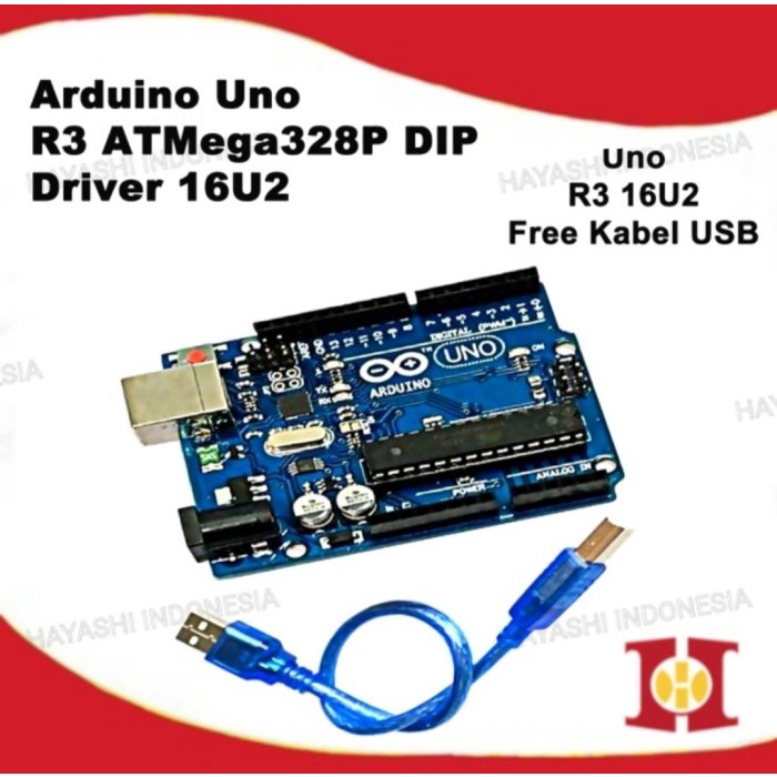 Arduino Uno R3 16U2 ATMEGA328P DIP + KABEL USB