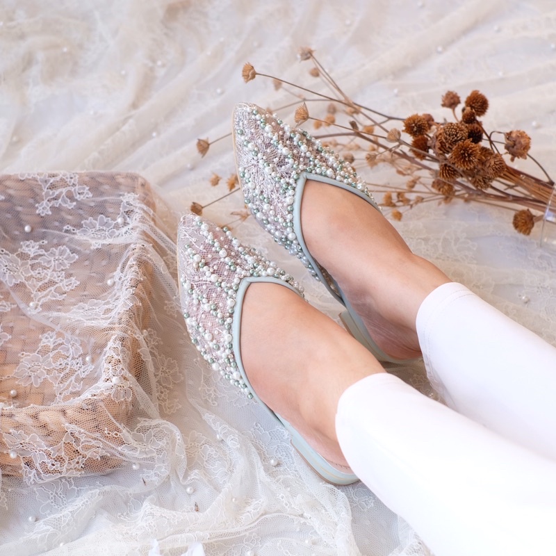 𝗖𝗘𝗟𝗟𝗘𝗡𝗘 Agypt Beads Heels 3cm (9 warna ETALASE 1) Wedding shoes selop brukat payet mutiara