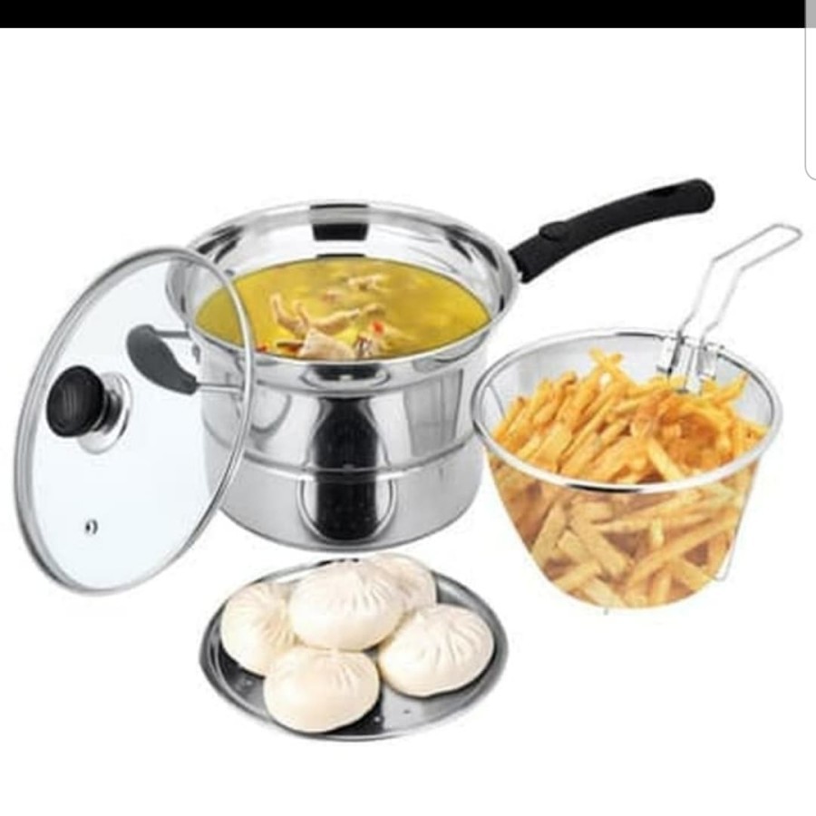 Deef Fryer Steamer 3 in 1 Panci Goreng Frying Pan Kompor Induksi