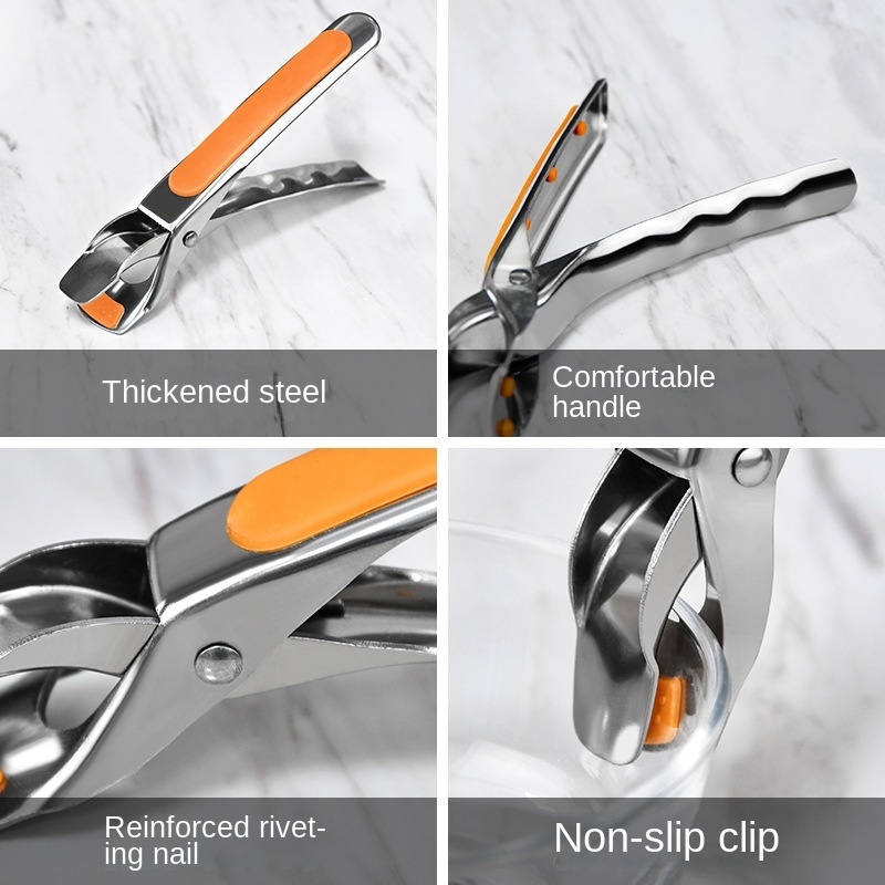 Klip Penjepit Mangkuk / Wadah Makanan Dengan Bahan Stainless Steel Anti-slip