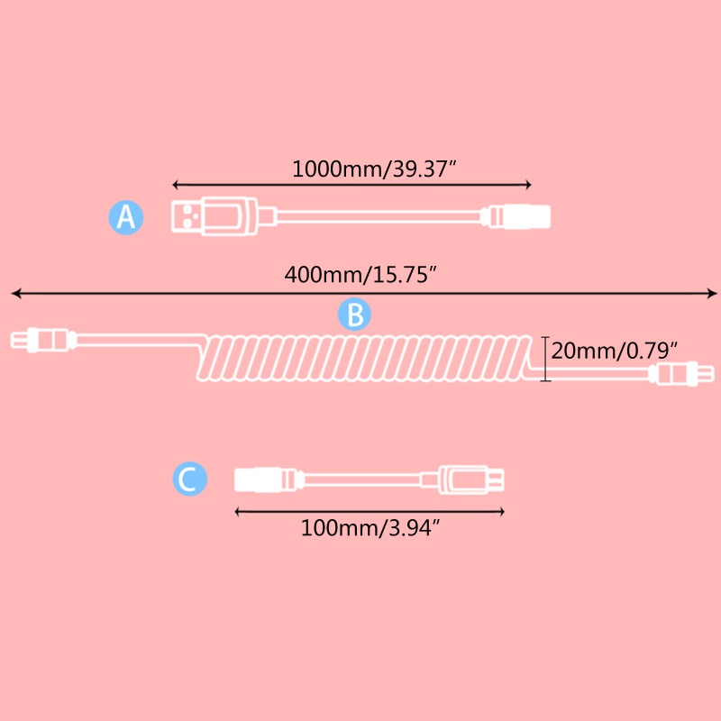 Btsg Kabel Keyboard Mekanik 2.untuk Kawat Kabel USB Aviator Connector Coiled USB Type C Cable Ajazz Keyboard Gaming Met