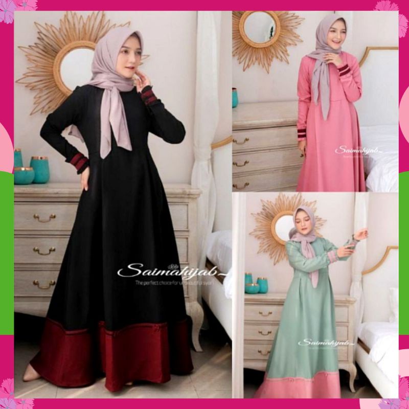 DRESS MUSLIM GAMIS SAIMA MAXY Gamis MOSCREPE Busui Remaja Terbaru Fashion Muslim