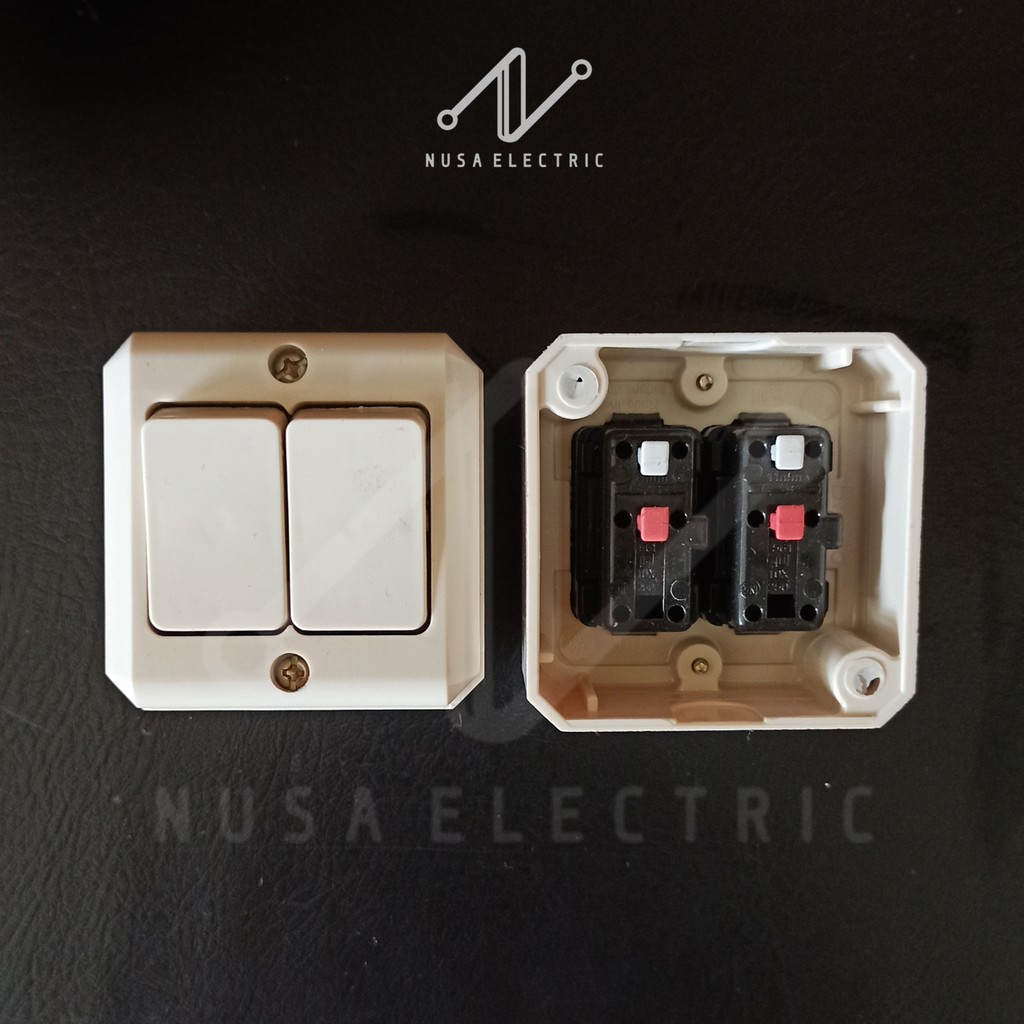 OUTBOW OB BROCO SAKLAR DOUBLE / SERI / DOUBLE SWITCH TEMPEL TEMBOK TIMBUL