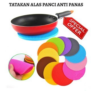 Tatakan Silicon Anti Slip / Tatakan Piring Panci Anti Panas / Tatakan Alas Silikon Bulat